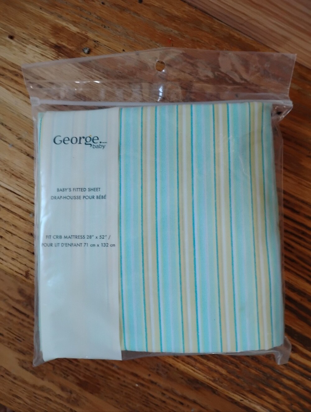 George Baby Striped Crib Sheet in Mint, Yellow, Blue